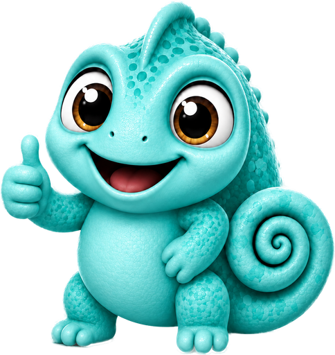 Bombo the chameleon giving a thumbs up